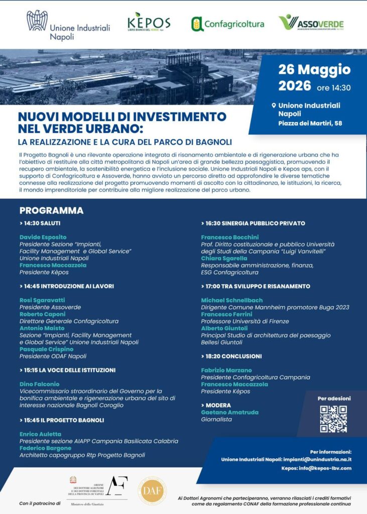 Presentazione del Parco di Bagnoli: nuovi modelli di investimento nel verde urbano a Napoli