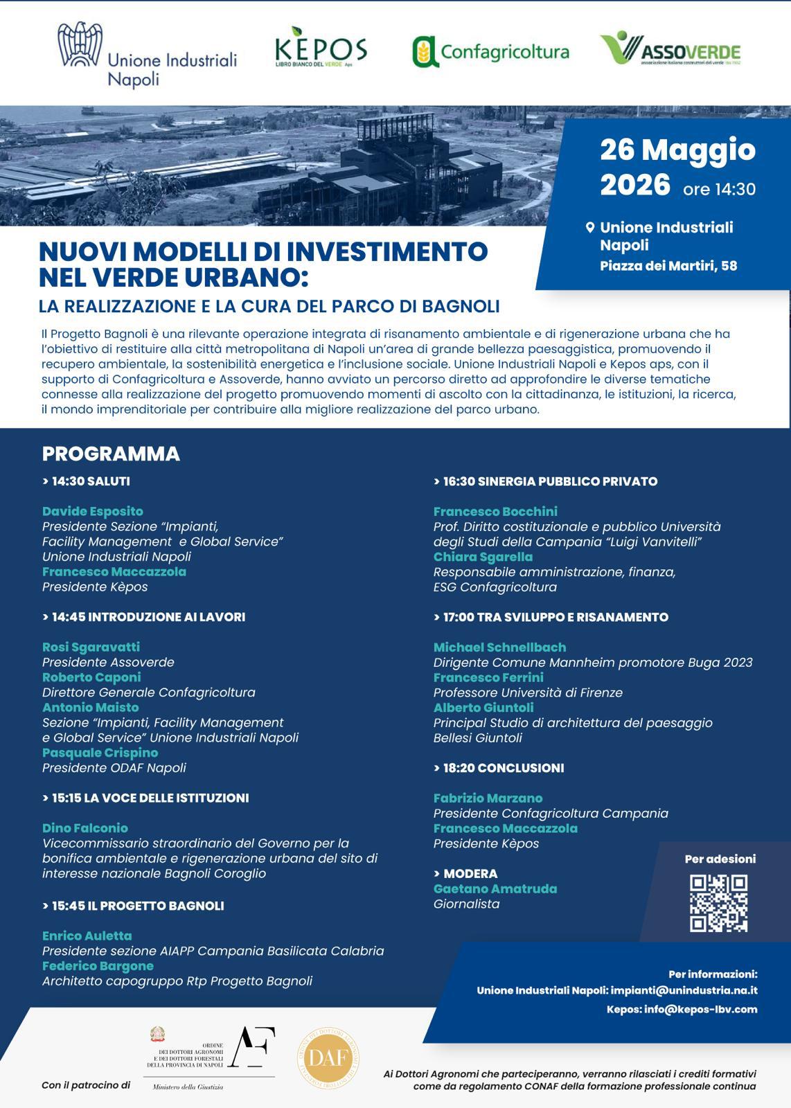 Presentazione del Parco di Bagnoli: nuovi modelli di investimento nel verde urbano a Napoli