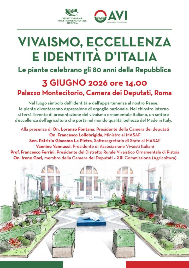Vivaismo, eccellenza e identità d’Italia: Alberto Giuntoli a Palazzo Montecitorio il 3 giugno